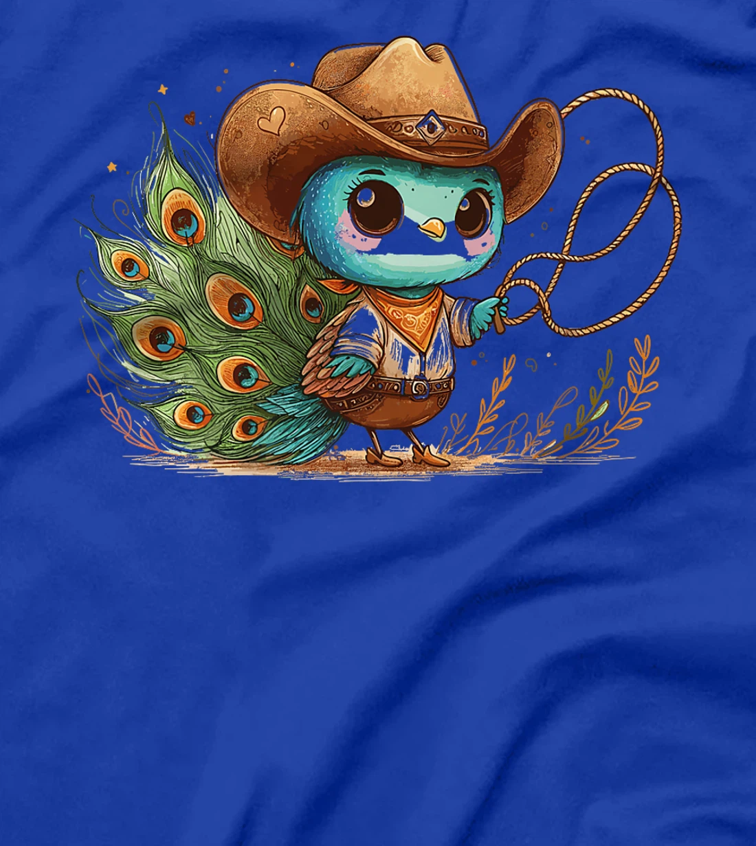Western Rodeo Cowboy Hat Peacock Texas Animals Premium T-Shirt