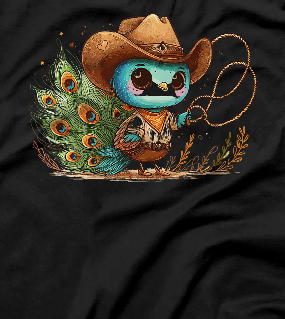 Western Rodeo Cowboy Hat Peacock Texas Animals Premium T-Shirt