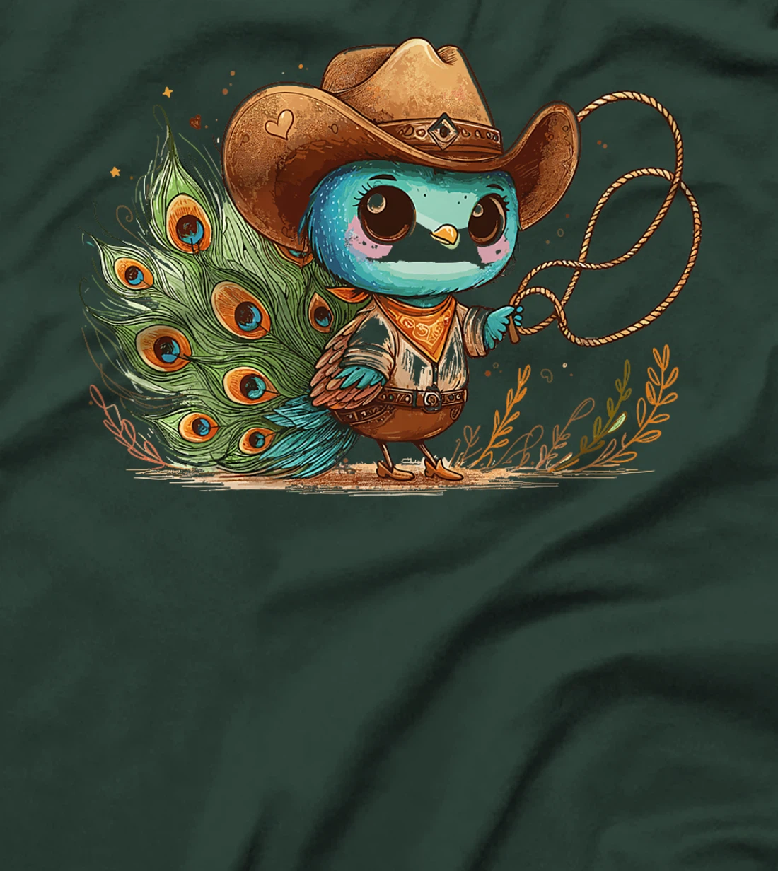 Western Rodeo Cowboy Hat Peacock Texas Animals Premium T-Shirt