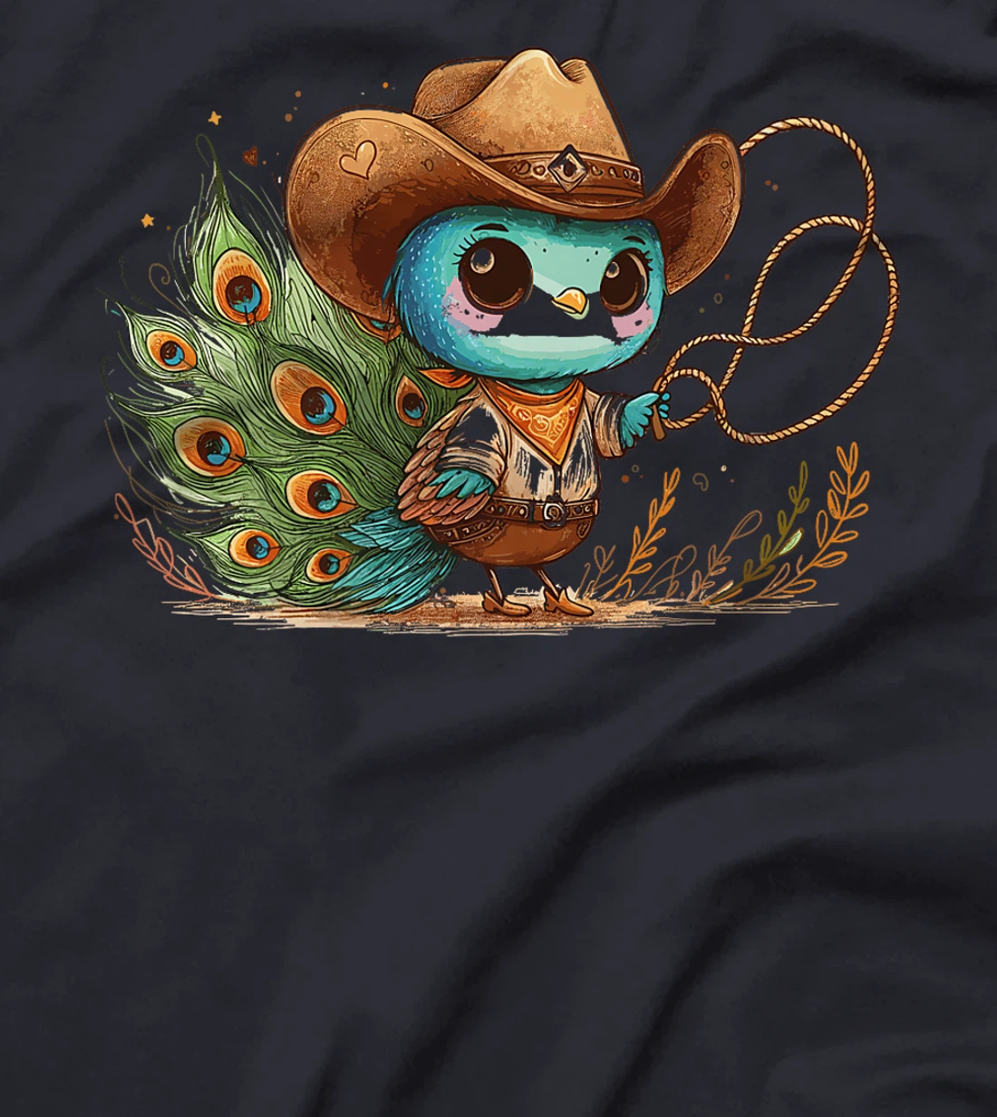 Western Rodeo Cowboy Hat Peacock Texas Animals Premium T-Shirt