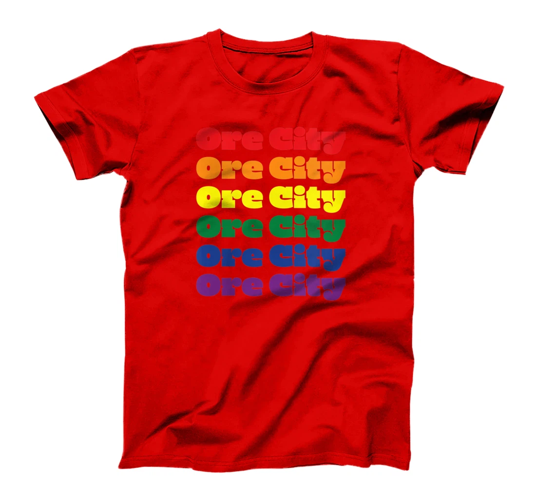 Womens Ore City Texas LGBTQ Gay Pride Month Rainbow Solidarity T-Shirt