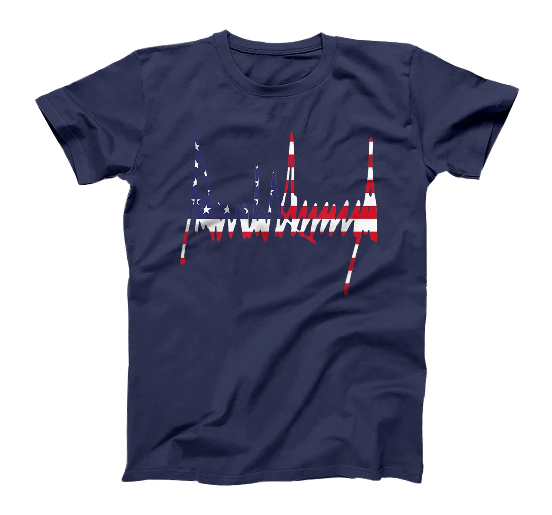Trump Signature USA Flag Color 4th of July 2024 MAGA 45 47 T-Shirt