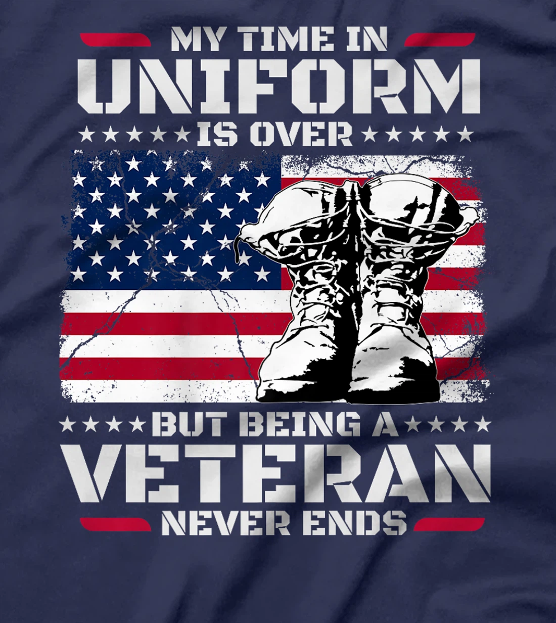 Womens My Time In Uniform Is Over But Being A Veteran Never Ends T-Shirt