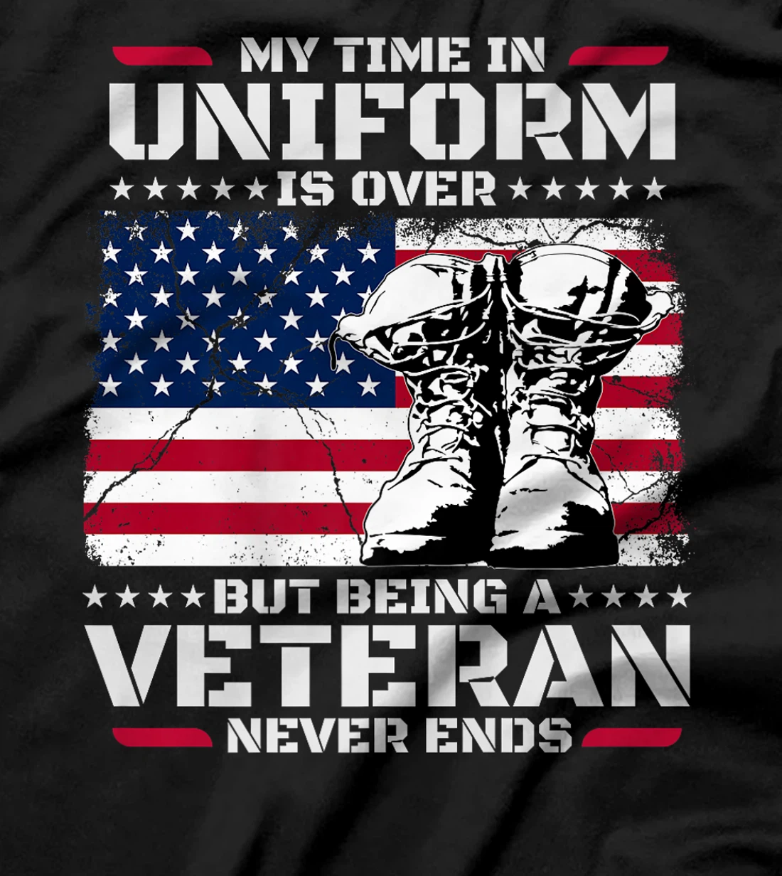Womens My Time In Uniform Is Over But Being A Veteran Never Ends T-Shirt