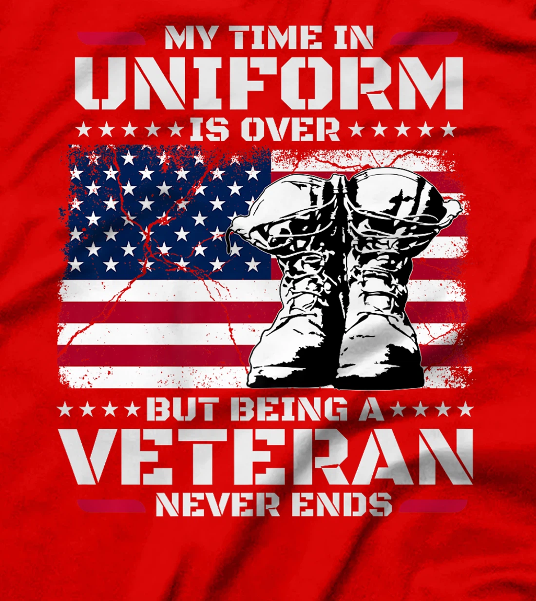 Womens My Time In Uniform Is Over But Being A Veteran Never Ends T-Shirt