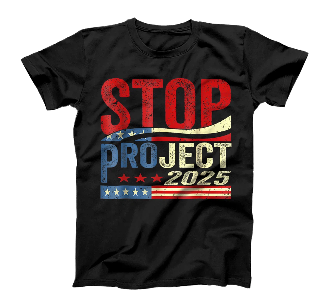 Stop project 2025 American flag Anti trump biden supporter T-Shirt