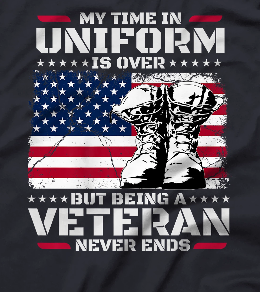 Womens My Time In Uniform Is Over But Being A Veteran Never Ends T-Shirt