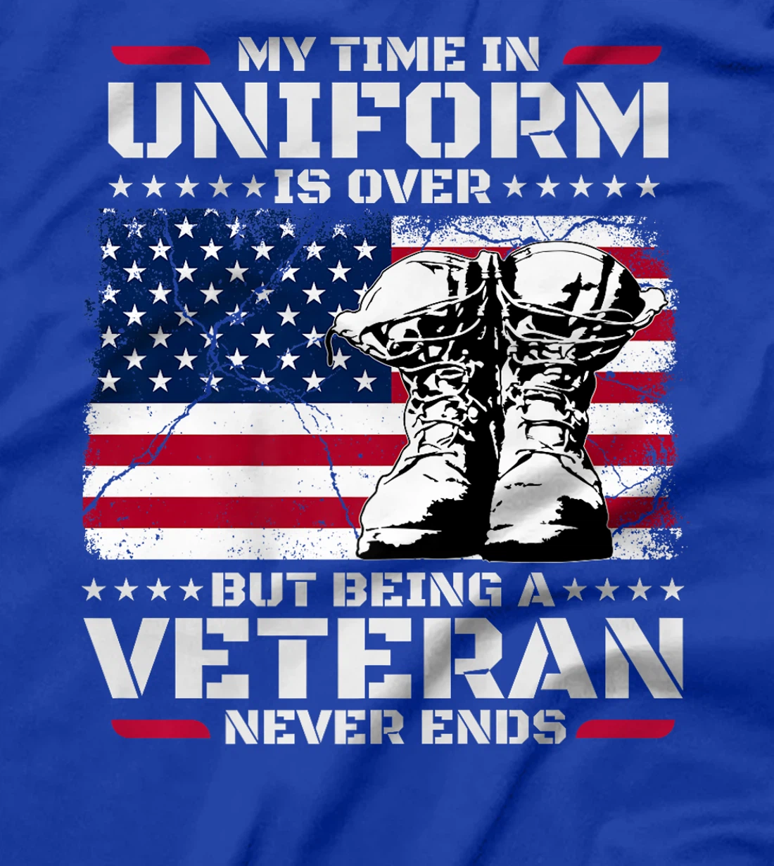 Womens My Time In Uniform Is Over But Being A Veteran Never Ends T-Shirt