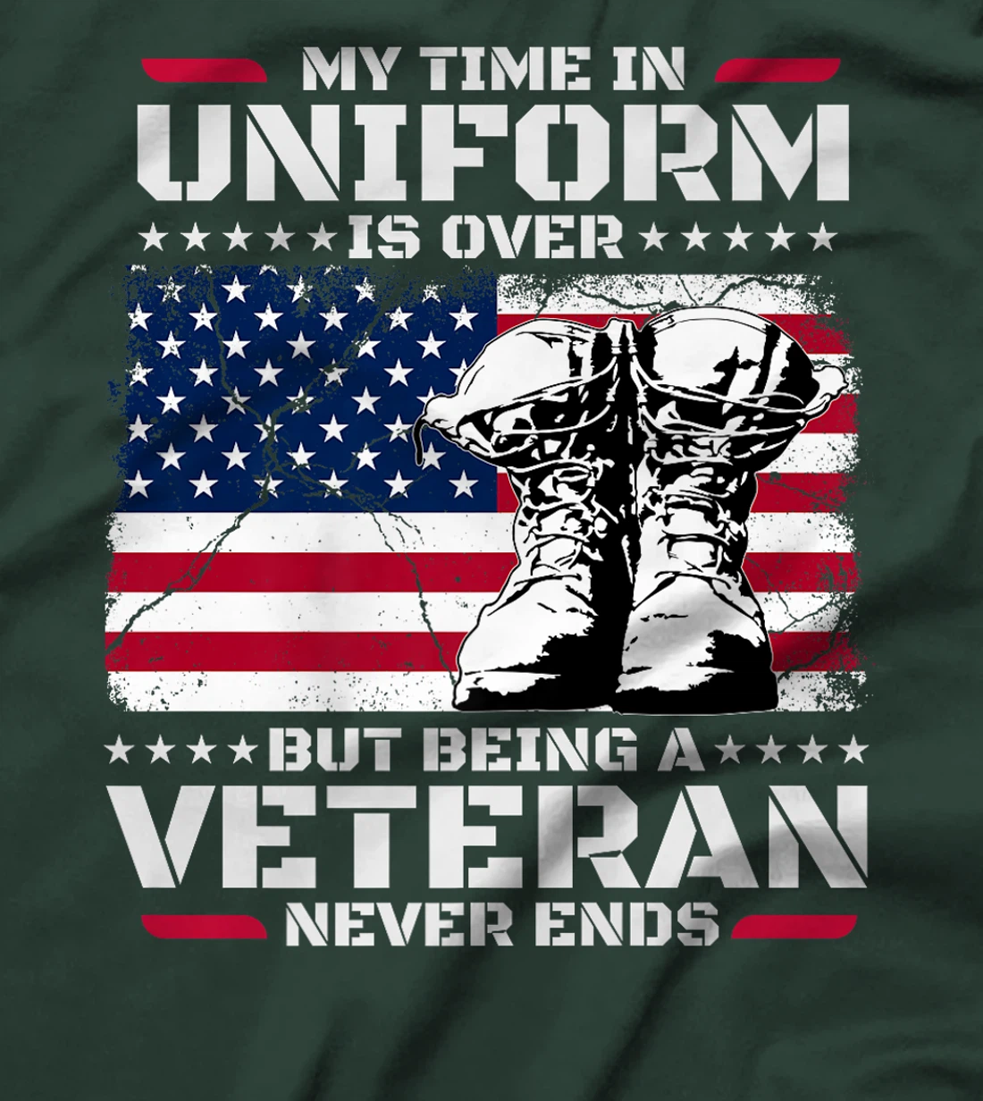 Womens My Time In Uniform Is Over But Being A Veteran Never Ends T-Shirt