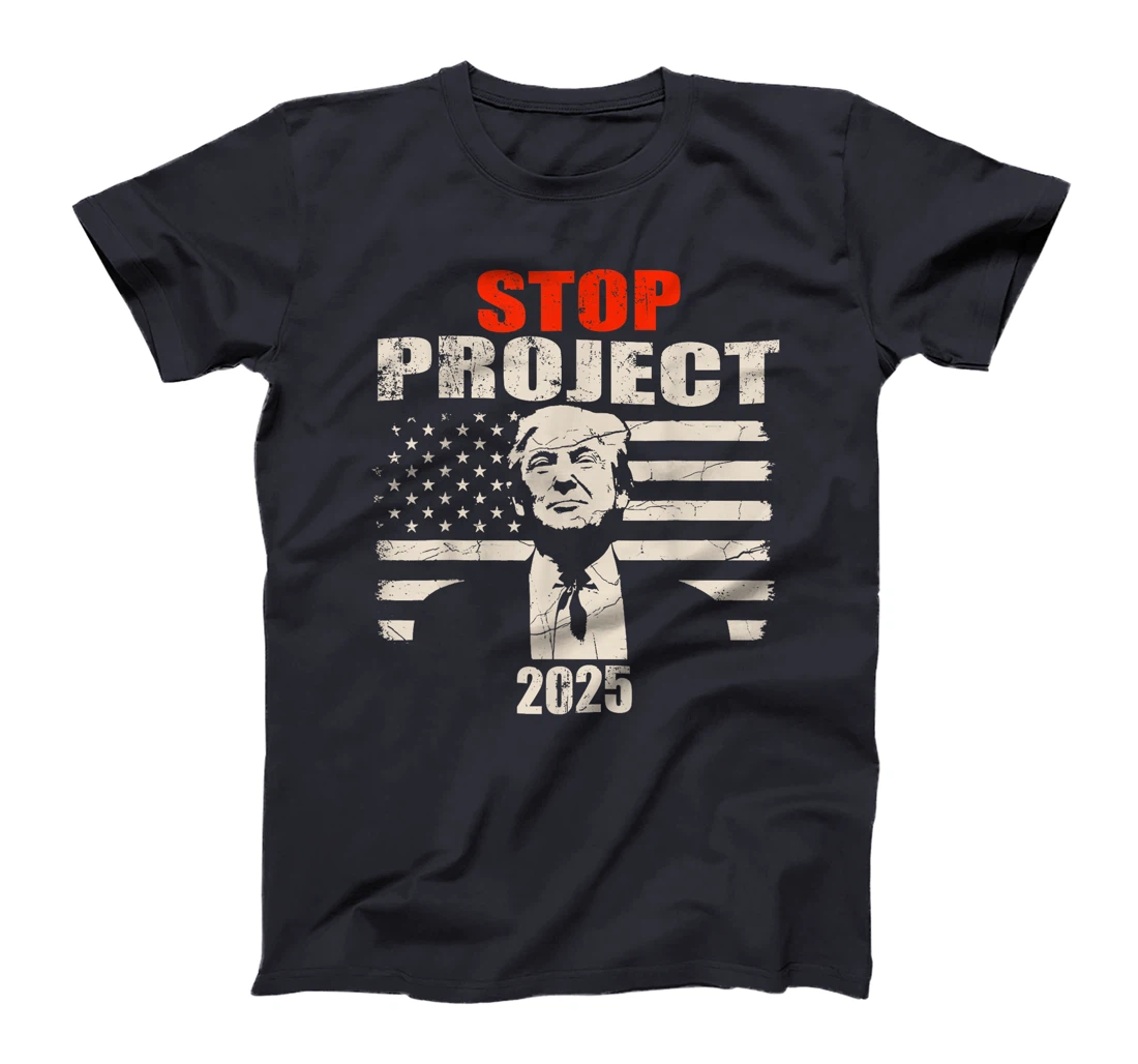 Stop project 2025 American flag Anti trump biden supporter T-Shirt