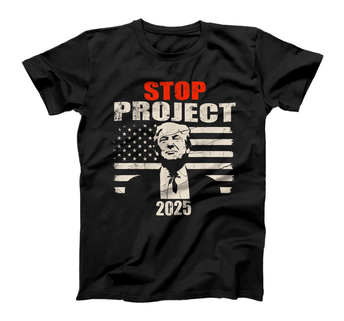 Stop project 2025 American flag Anti trump biden supporter T-Shirt