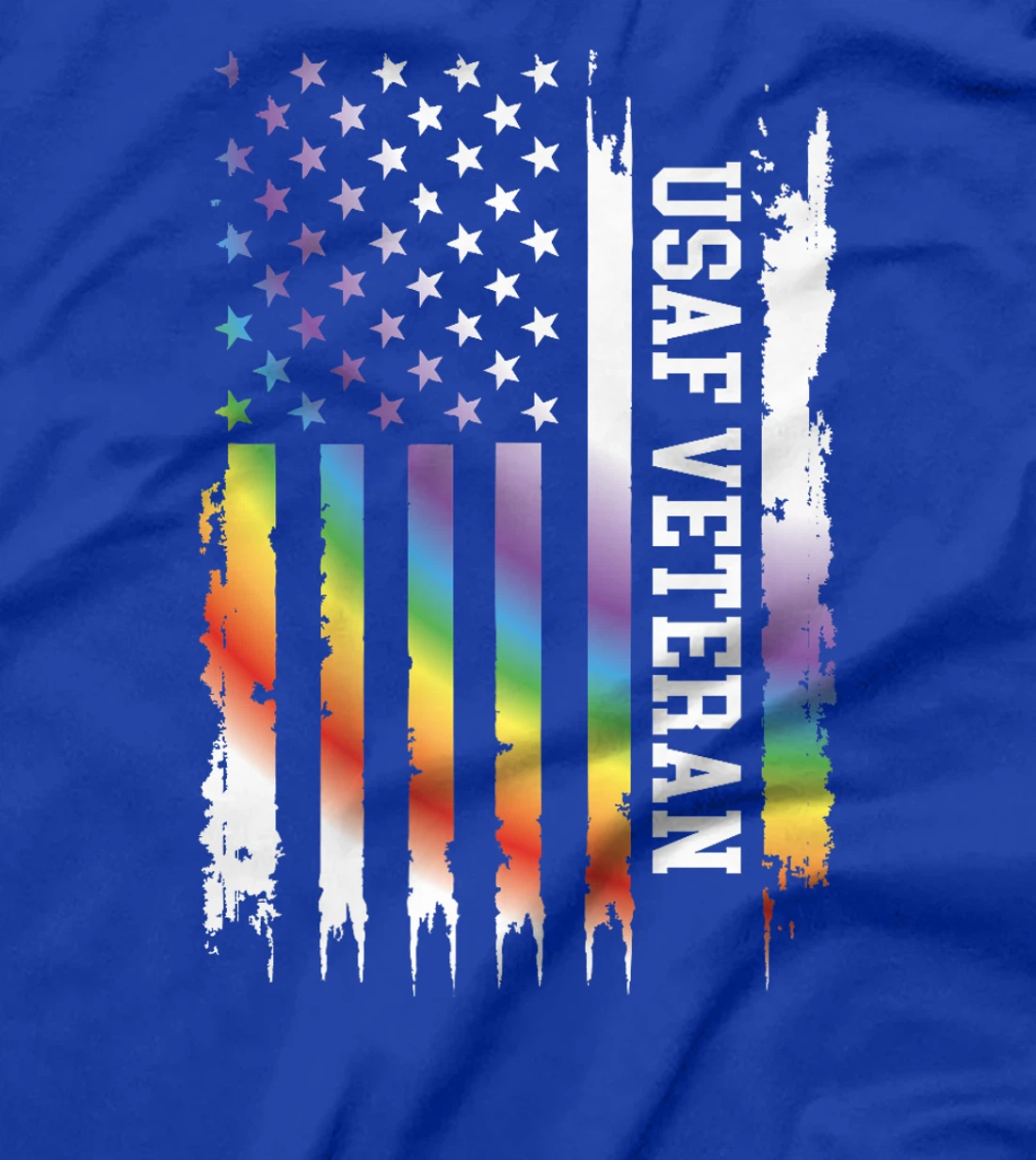 Usaf Veteran United States Distressed Rainbow w US Flag Premium T-Shirt