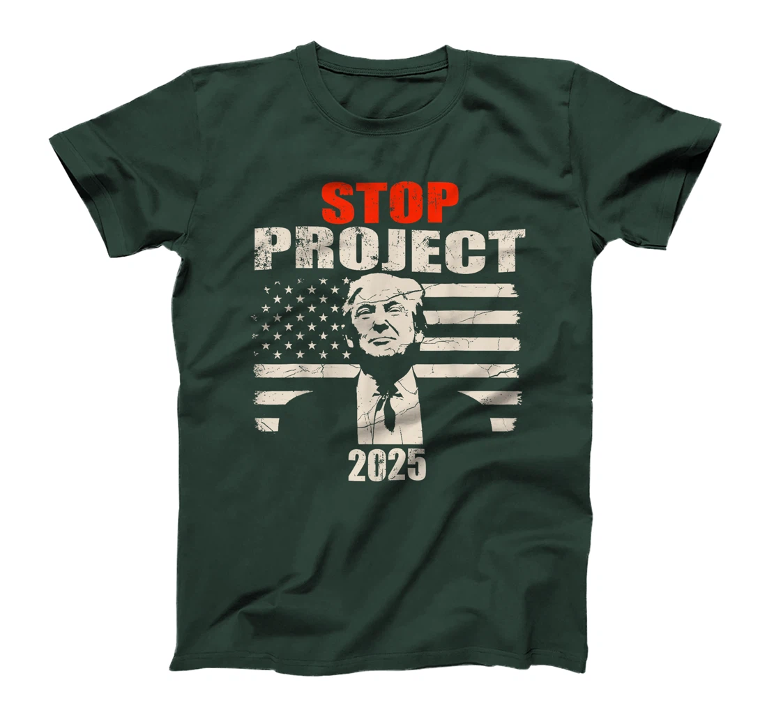 Stop project 2025 American flag Anti trump biden supporter T-Shirt