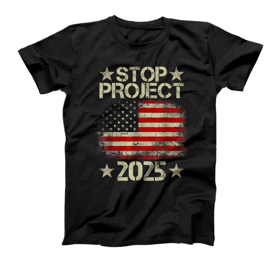 Stop project 2025 American flag Anti trump biden supporter T-Shirt
