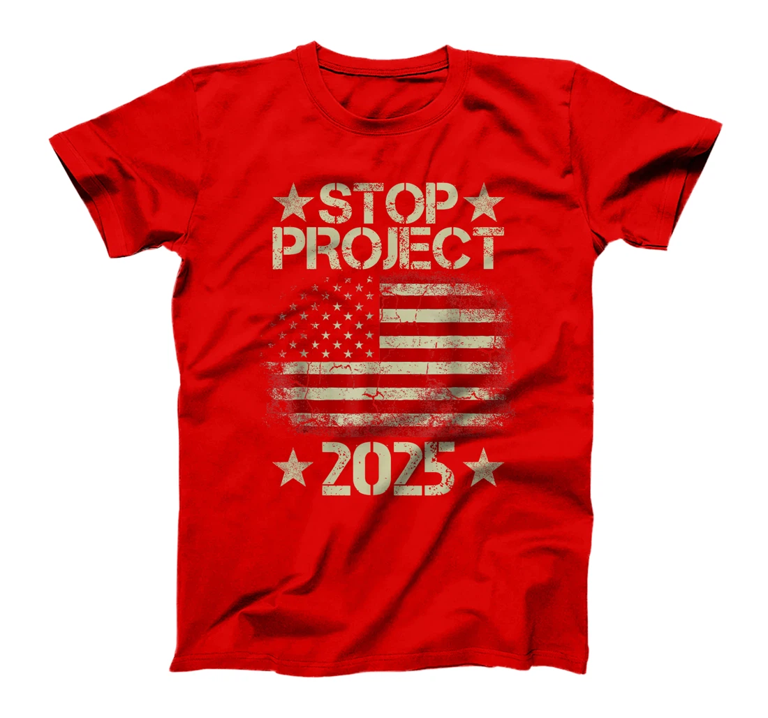 Stop project 2025 American flag Anti trump biden supporter T-Shirt