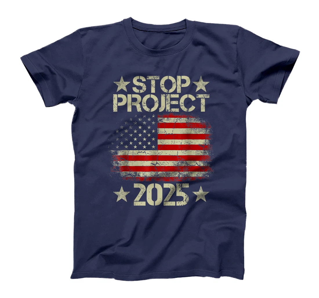 Stop project 2025 American flag Anti trump biden supporter T-Shirt