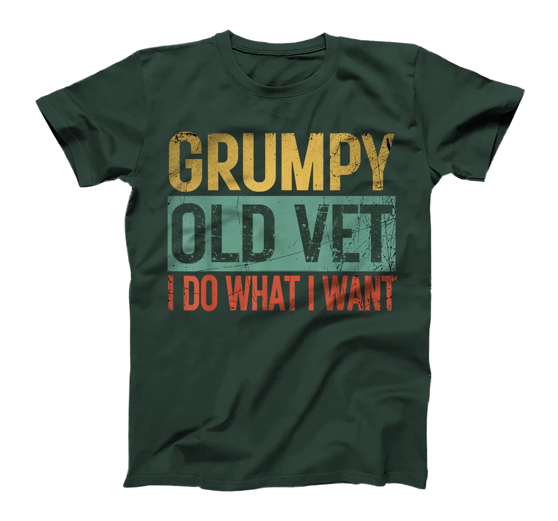 Grumpy Old Vet, I Do What I Want Retro Military Veterans Day T-Shirt
