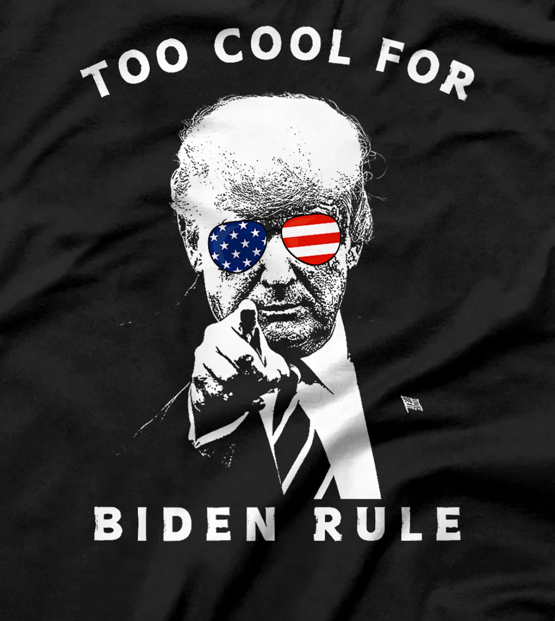 President Trump Too Cool For Biden Rule MAGA USA Flag Funny Premium T-Shirt