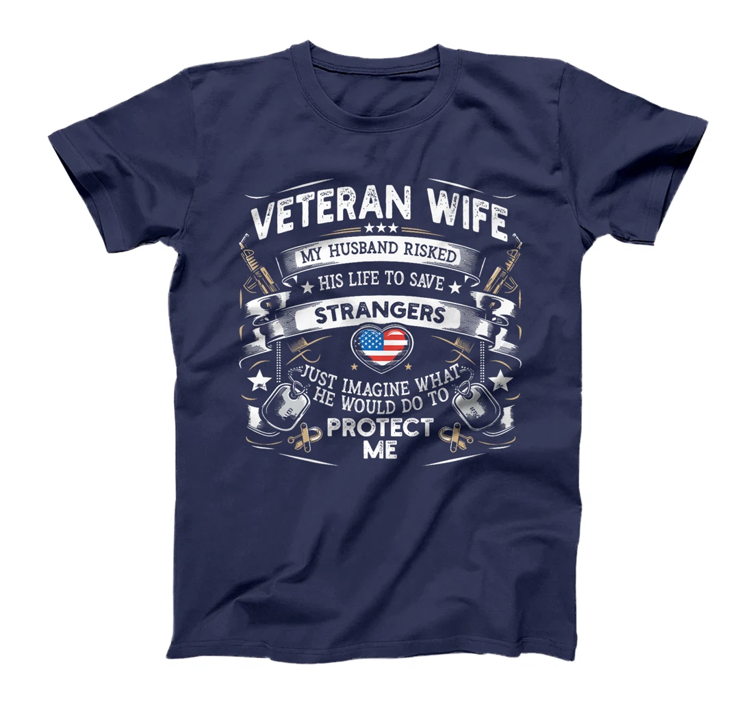 Womens Veteran Wife Army Husband Soldier Saying Military Spouse Day T-Shirt