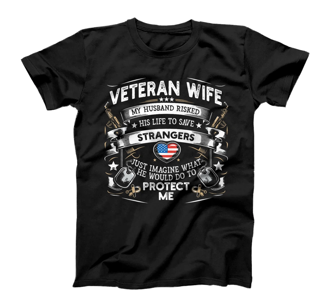 Womens Veteran Wife Army Husband Soldier Saying Military Spouse Day T-Shirt