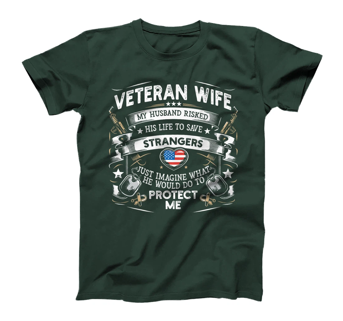 Womens Veteran Wife Army Husband Soldier Saying Military Spouse Day T-Shirt