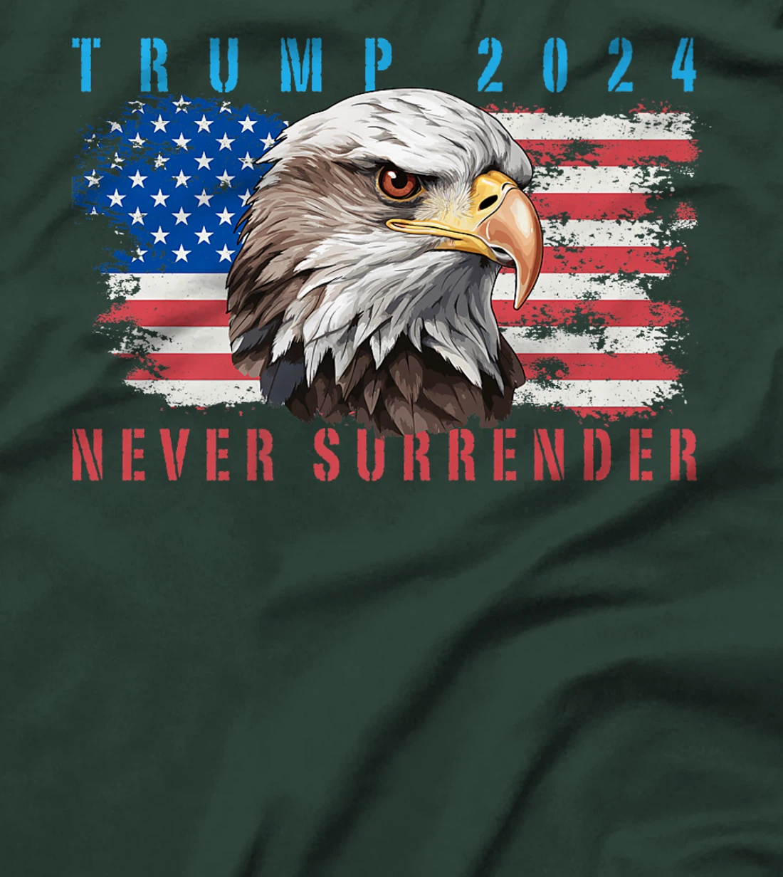 Womens President Trump 2024 Never Surrender US Flag Bald Eagle MAGA T-Shirt