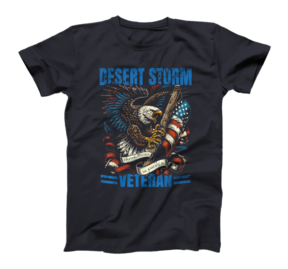 Desert Storm Veteran Patriotic Eagle USA Flag Design T-Shirt