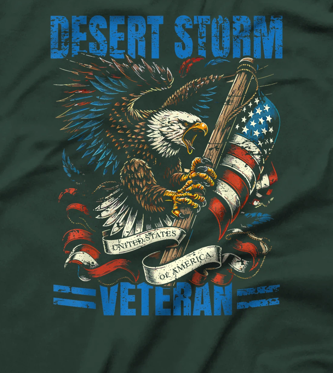 Desert Storm Veteran Patriotic Eagle USA Flag Design T-Shirt