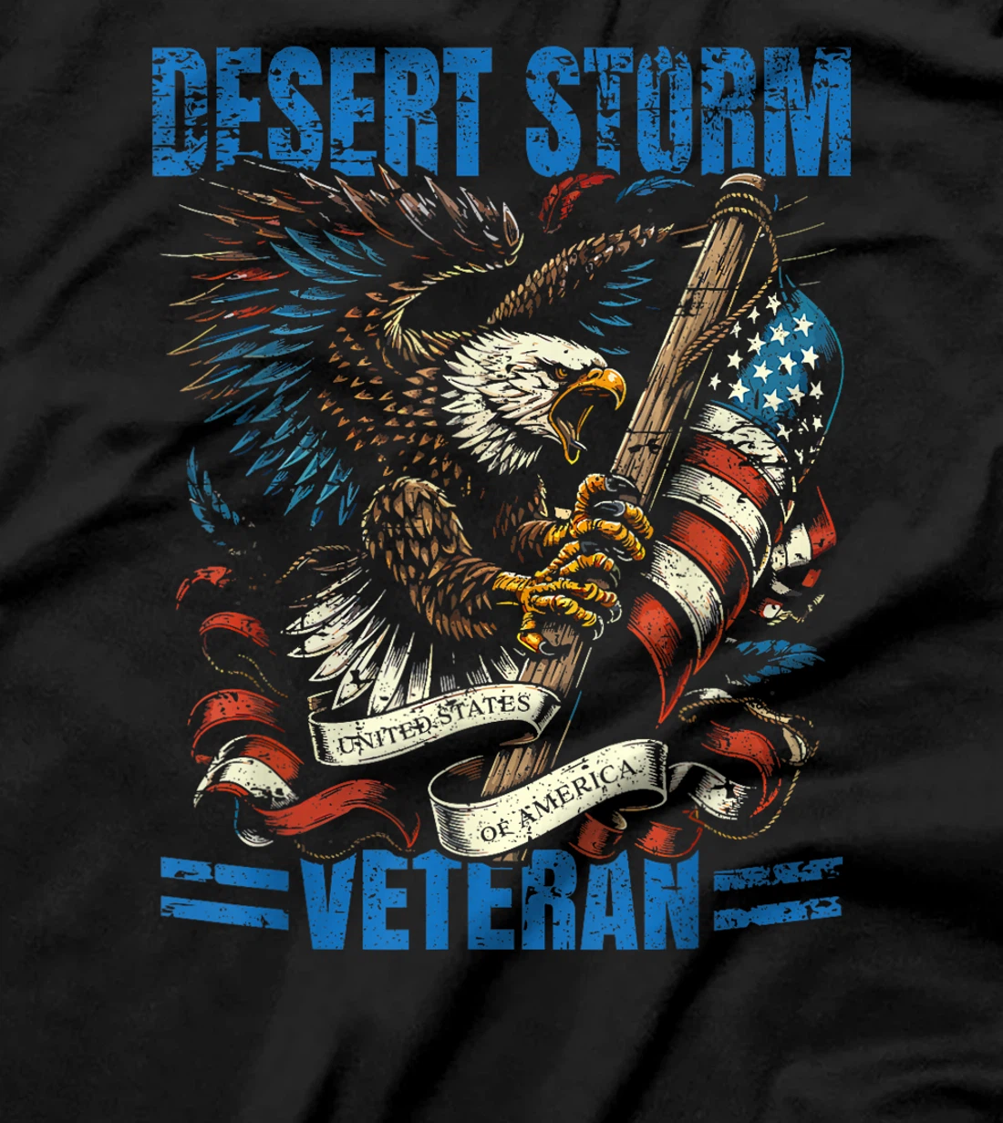 Desert Storm Veteran Patriotic Eagle USA Flag Design T-Shirt