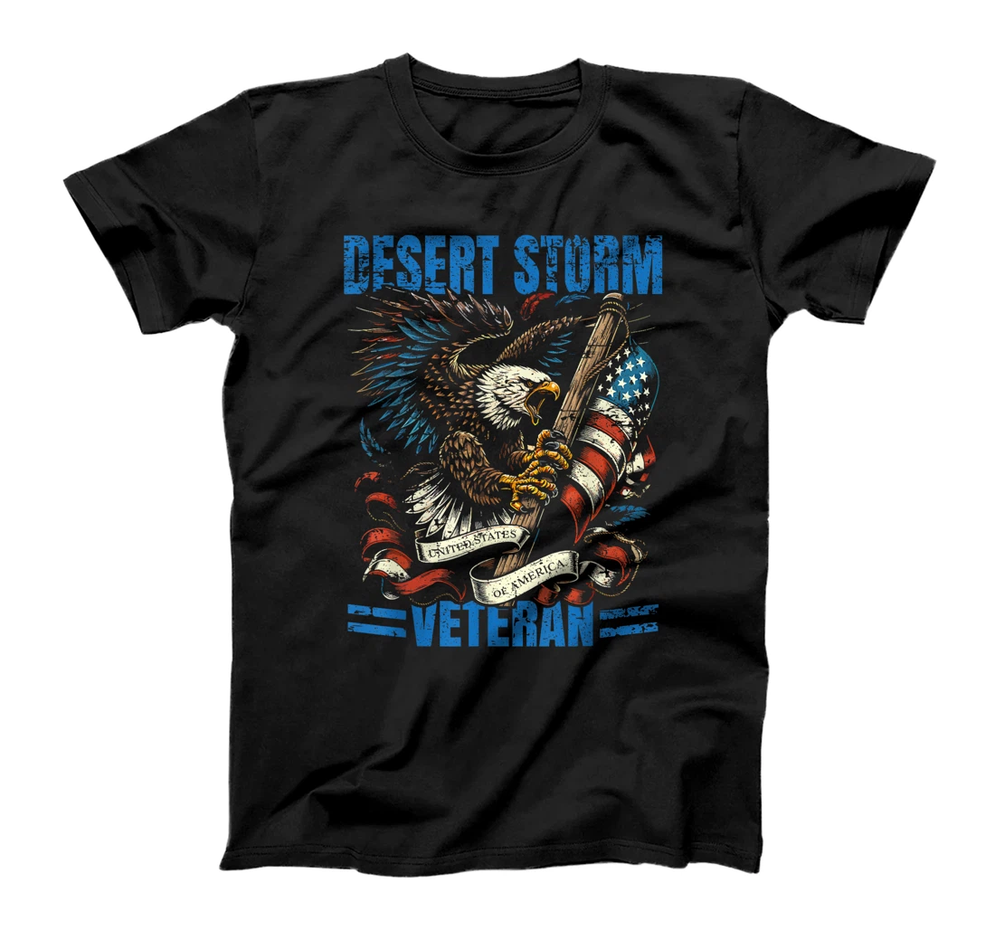 Desert Storm Veteran Patriotic Eagle USA Flag Design T-Shirt
