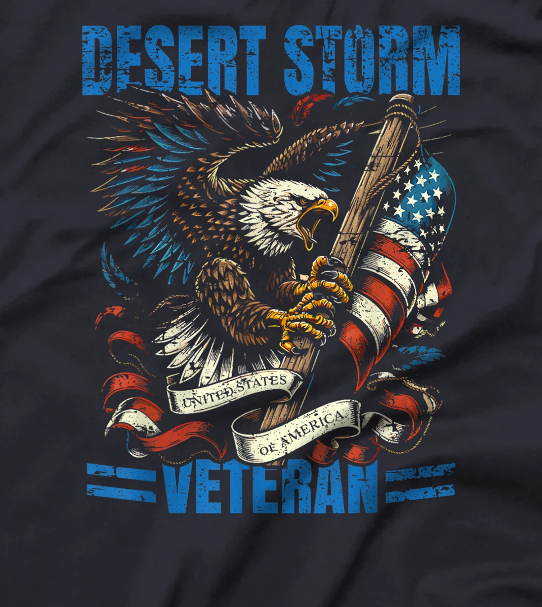 Desert Storm Veteran Patriotic Eagle USA Flag Design T-Shirt