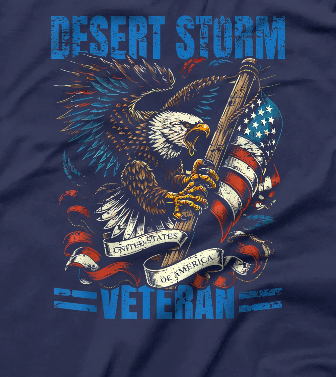 Desert Storm Veteran Patriotic Eagle USA Flag Design T-Shirt
