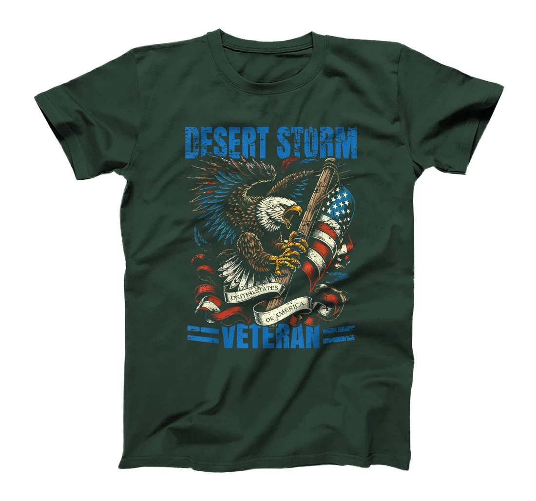 Desert Storm Veteran Patriotic Eagle USA Flag Design T-Shirt