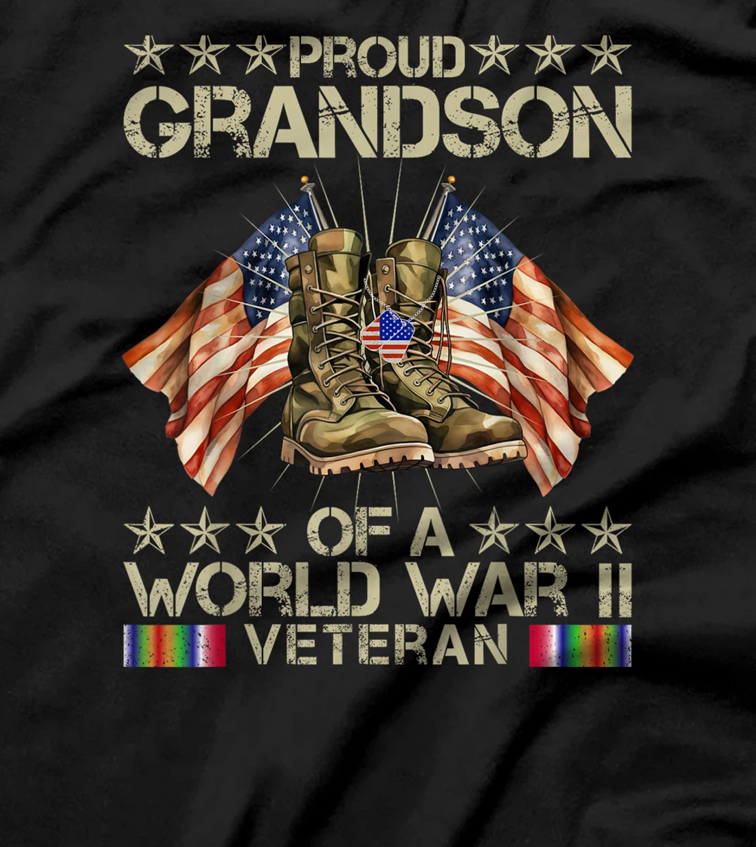 Proud Grandson Of World War 2 Vet Proud WWII Veteran T-Shirt