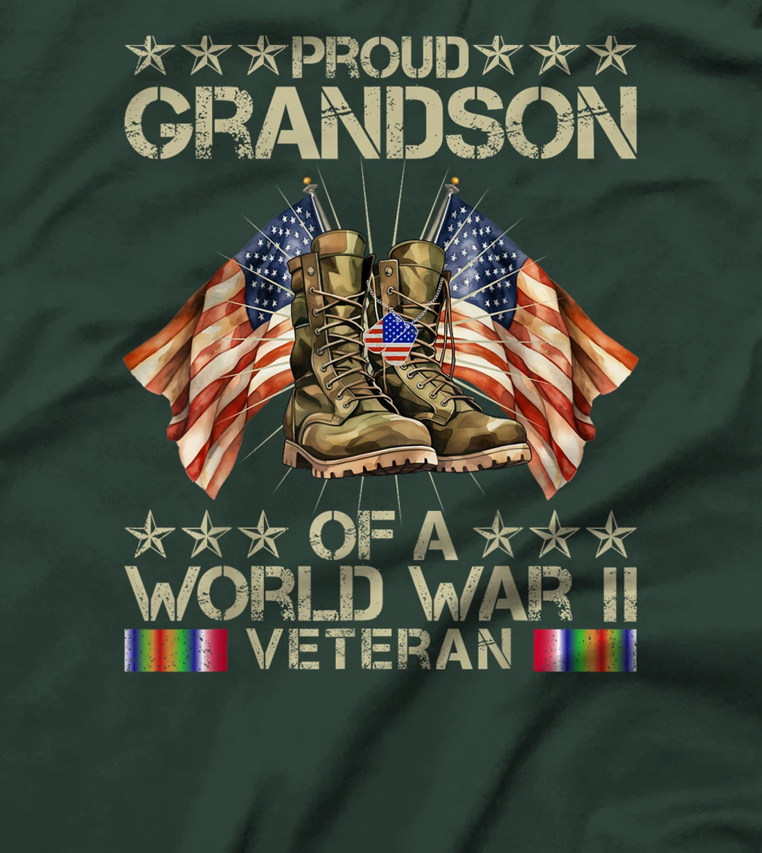 Proud Grandson Of World War 2 Vet Proud WWII Veteran T-Shirt