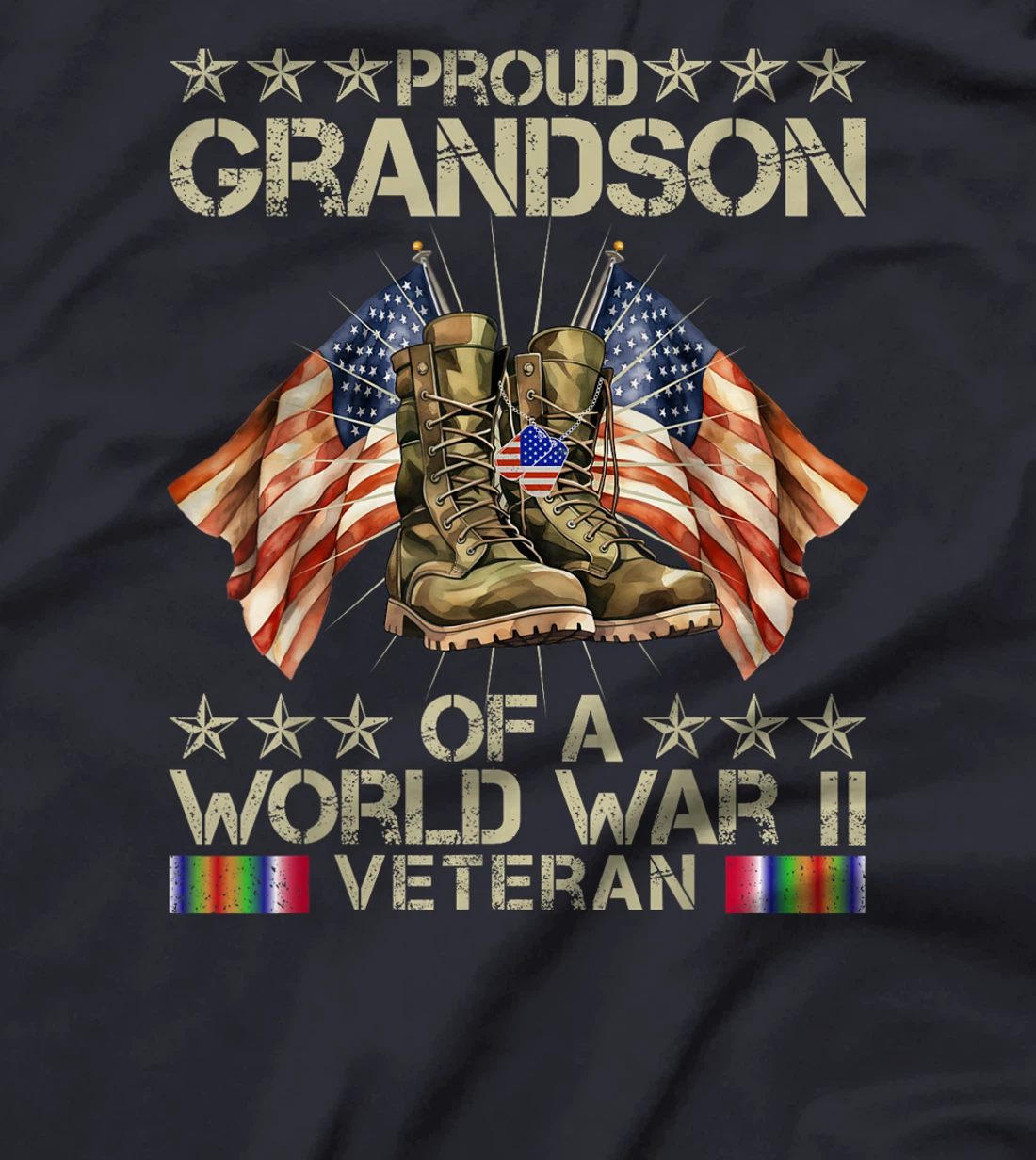 Proud Grandson Of World War 2 Vet Proud WWII Veteran T-Shirt