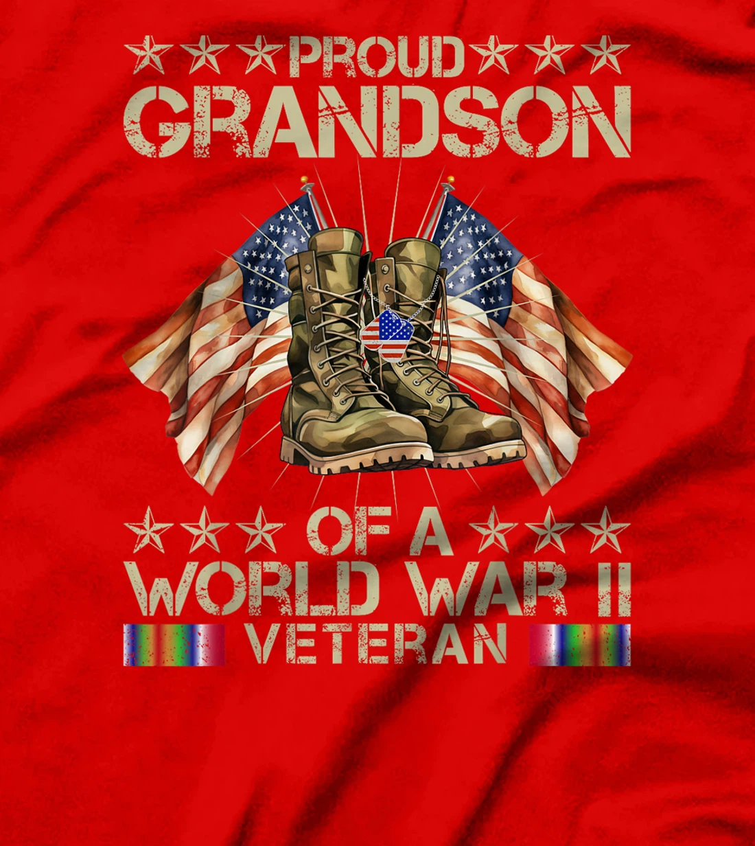 Proud Grandson Of World War 2 Vet Proud WWII Veteran T-Shirt