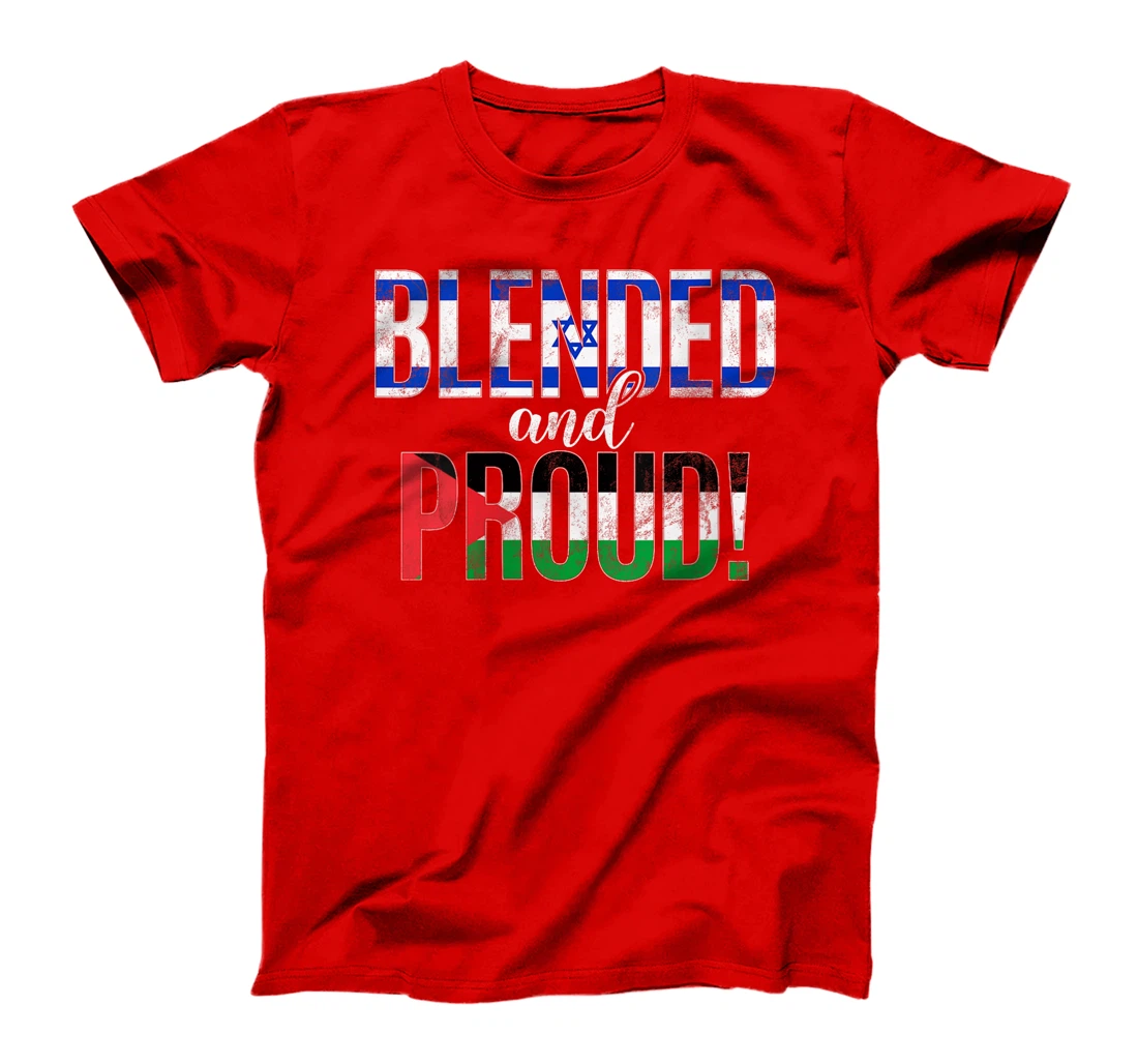 Womens Blended And Proud Nationality Half Israeli Half Palestinian T-Shirt