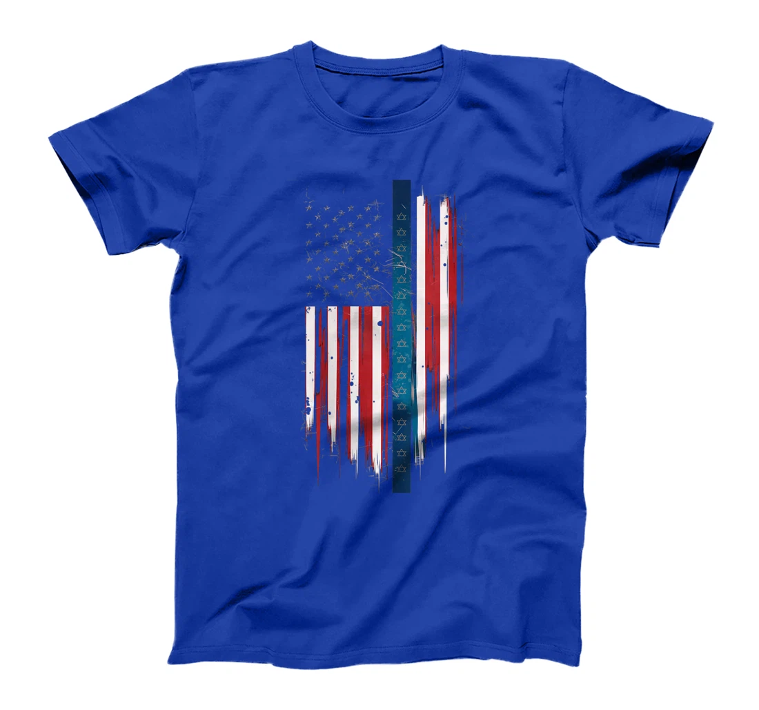 Womens Israel Independence Star of David US American Flag Patriotic T-Shirt