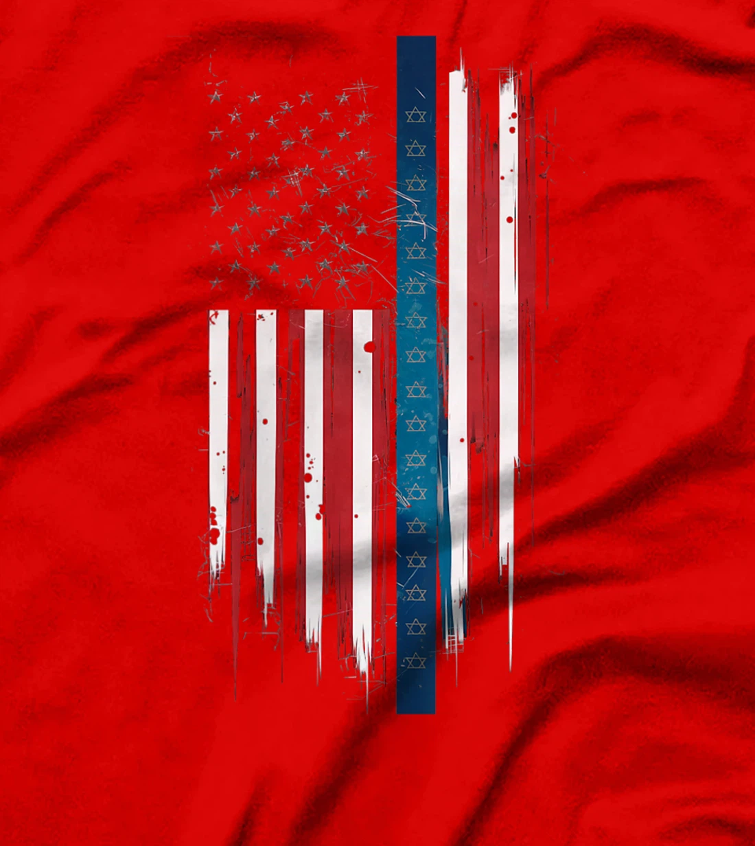 Womens Israel Independence Star of David US American Flag Patriotic T-Shirt