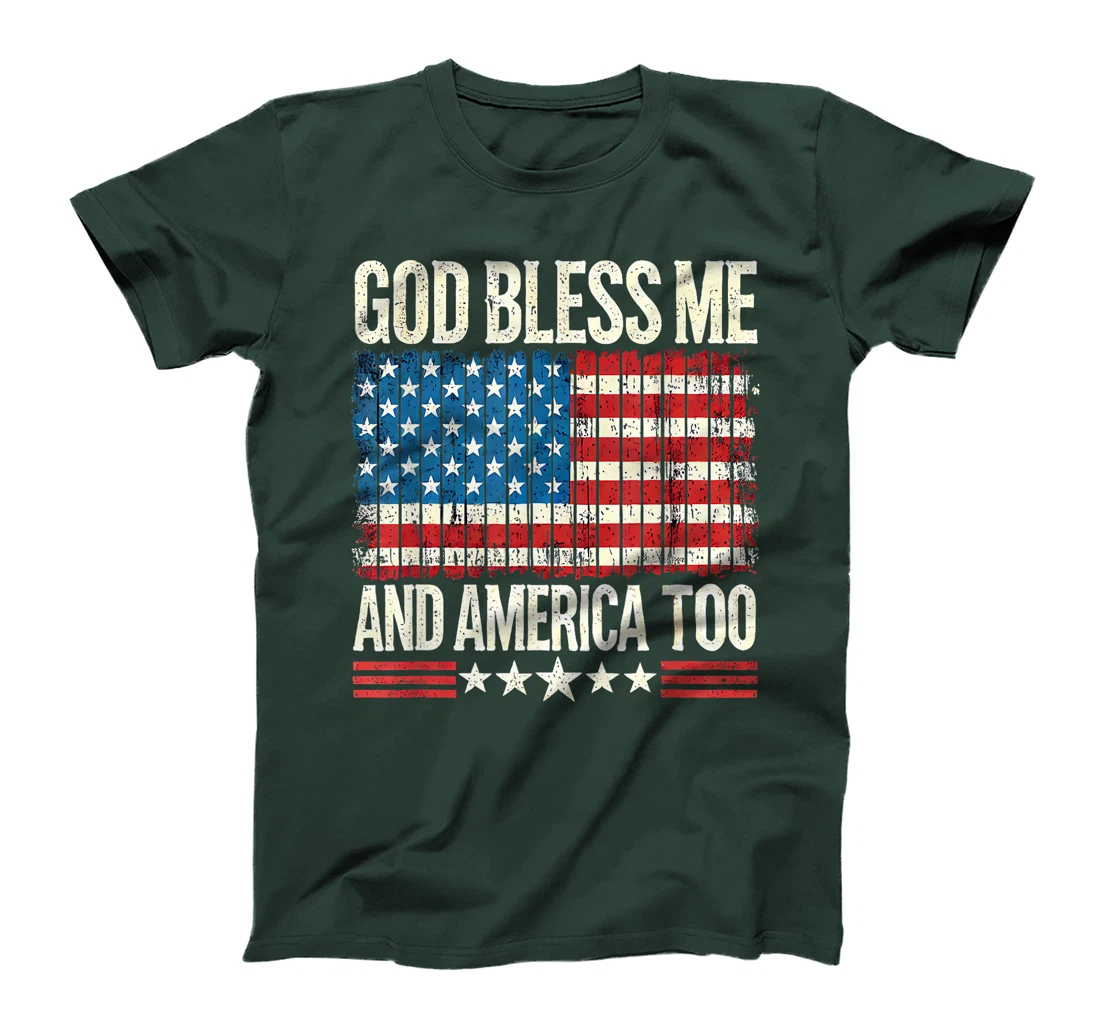 God Bless Me and America Too Vintage Patriotic USA Flag T-Shirt