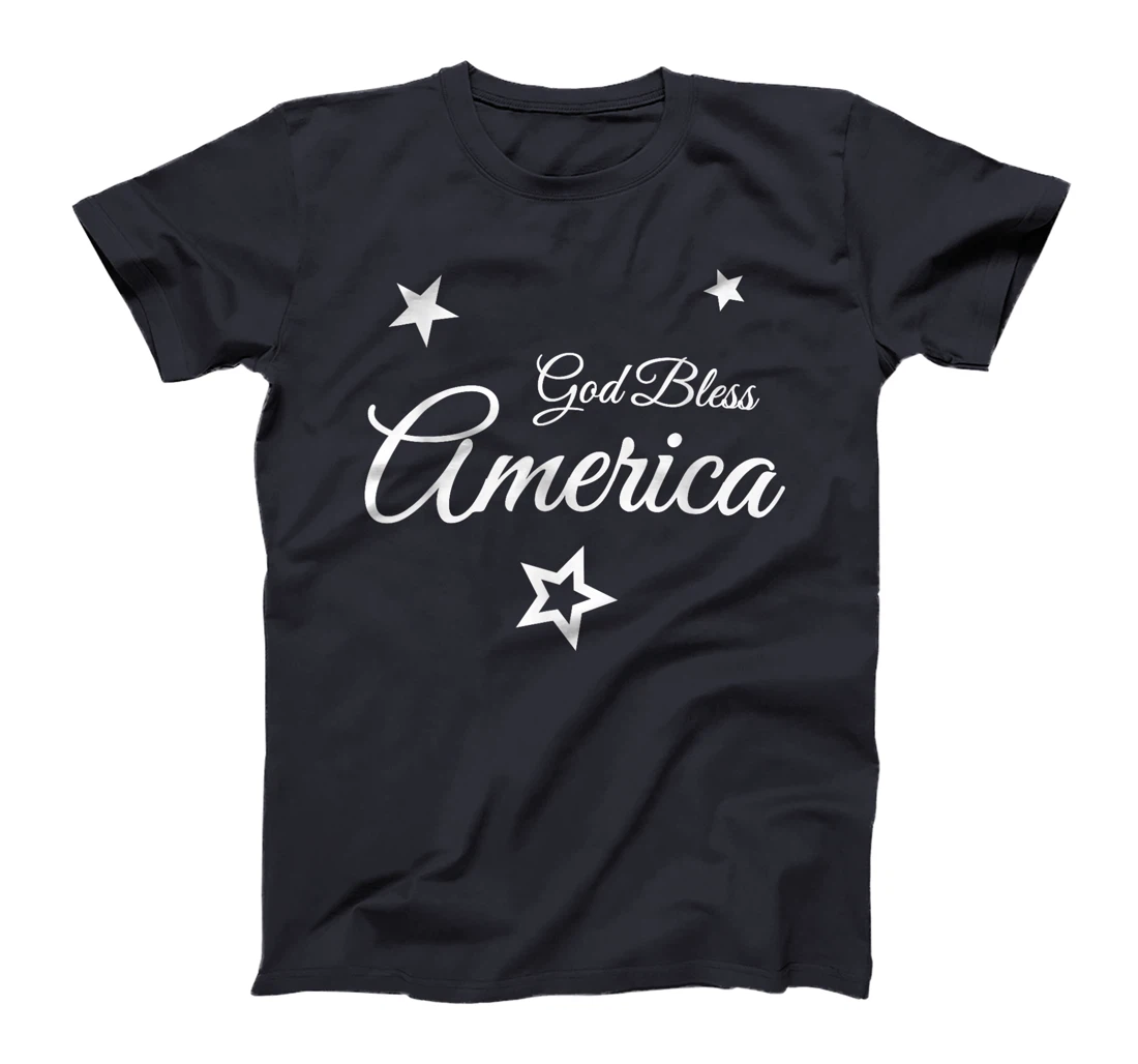 Stylish "God Bless America" - Handwriting with Stars T-Shirt