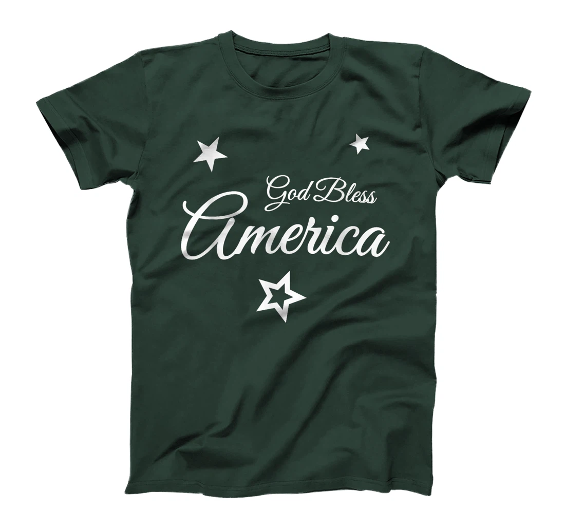 Stylish "God Bless America" - Handwriting with Stars T-Shirt