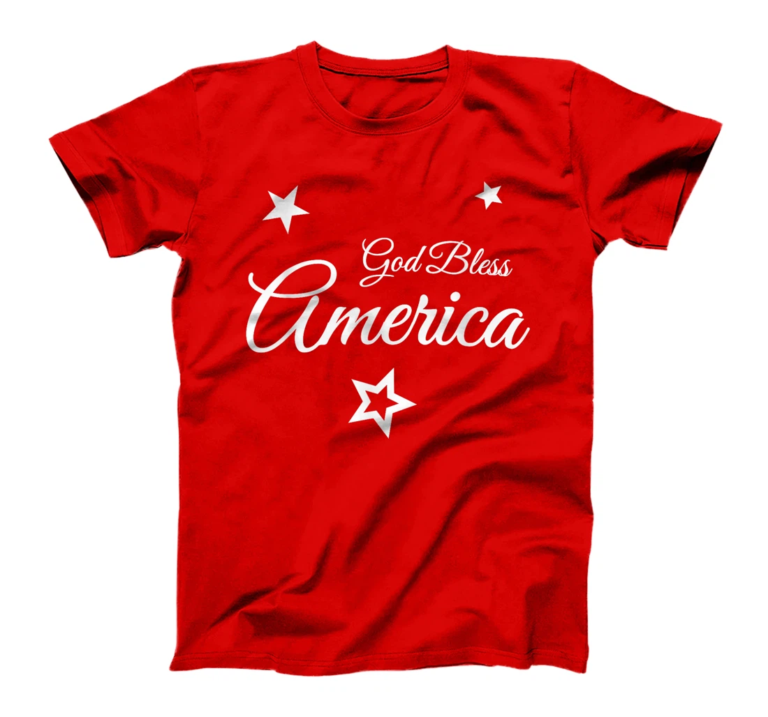 Stylish "God Bless America" - Handwriting with Stars T-Shirt