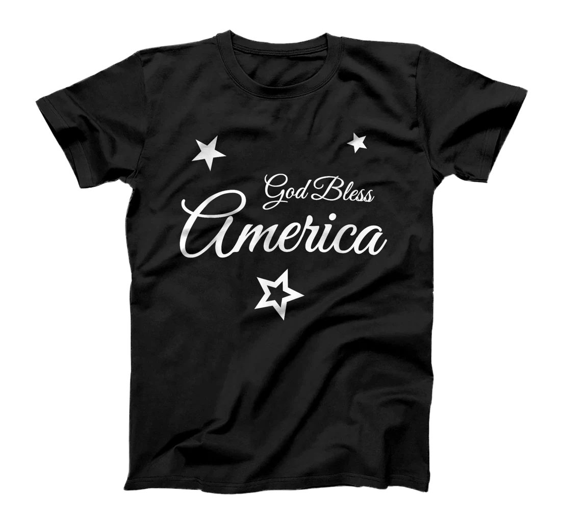 Stylish "God Bless America" - Handwriting with Stars T-Shirt
