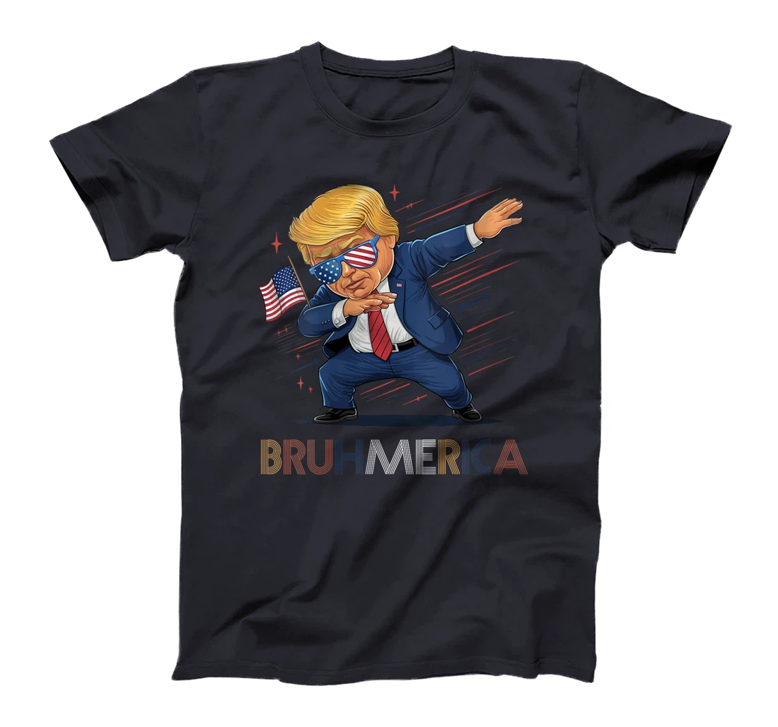 Womens Bruhmerica Donald Trump USA American Flag Funny Vintage T-Shirt