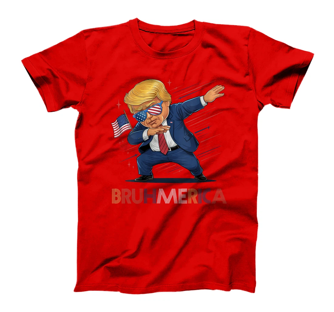 Womens Bruhmerica Donald Trump USA American Flag Funny Vintage T-Shirt
