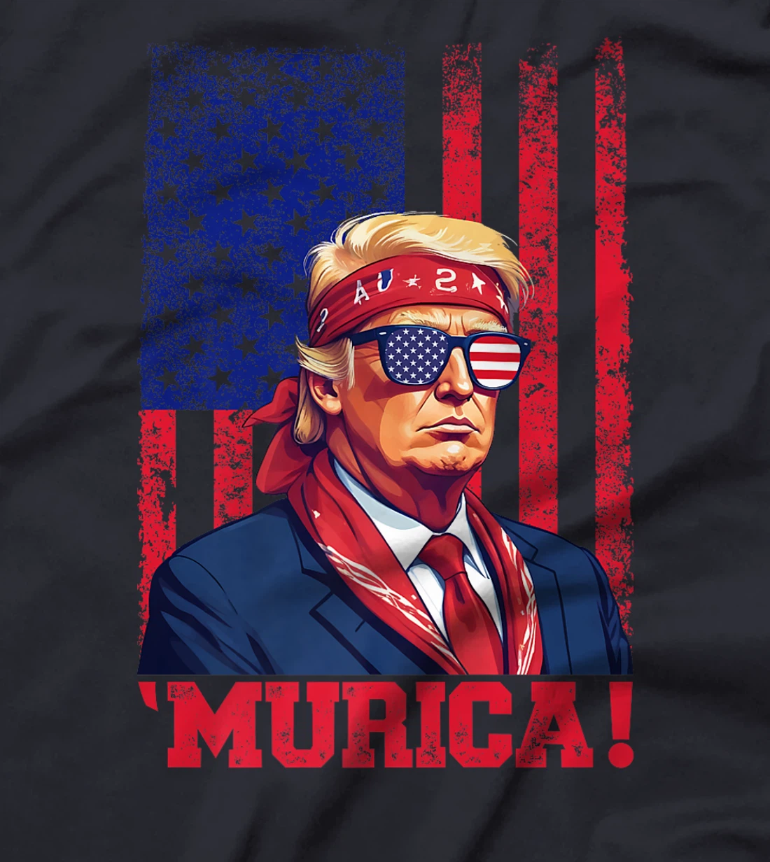 Womens Donald Trump Murica Tee Men Women American Flag 4th of July T-Shirt