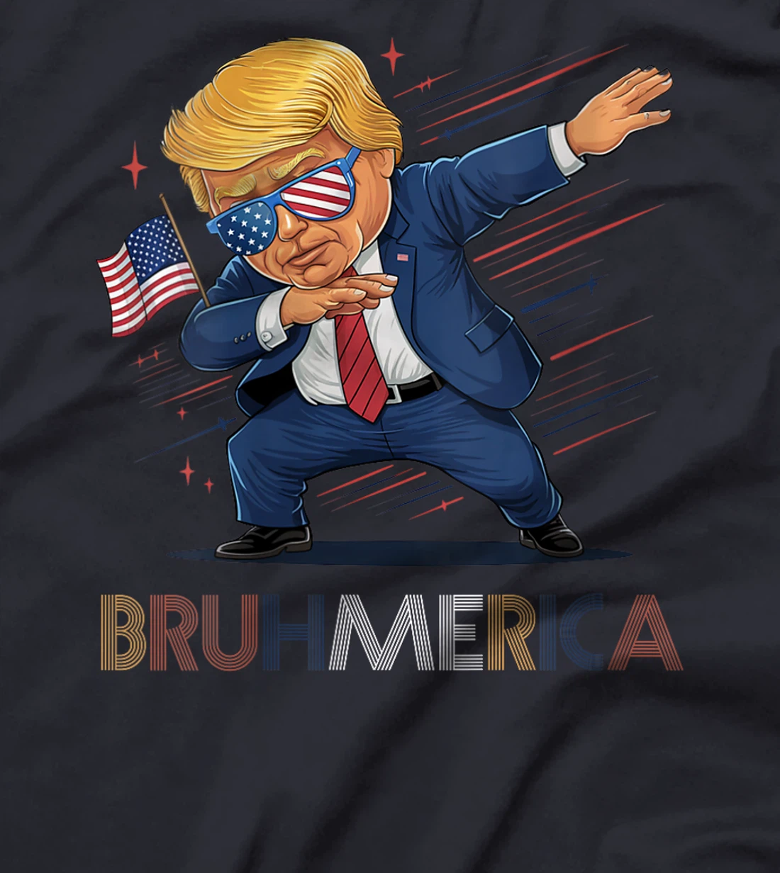 Womens Bruhmerica Donald Trump USA American Flag Funny Vintage T-Shirt