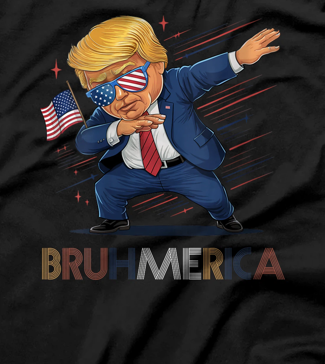 Womens Bruhmerica Donald Trump USA American Flag Funny Vintage T-Shirt